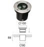 Φωτιστικό Χωνευτό Δαπέδου IP65/67 D100xH89mm Led 3w 3200K 330lm Lotus Viokef 4186800