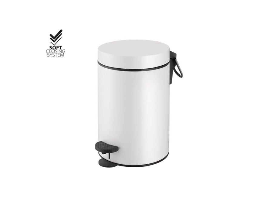 Χαρτοδοχείο 3lt Soft Closιng System White Mat Sanco Waste Bins 90689-M101