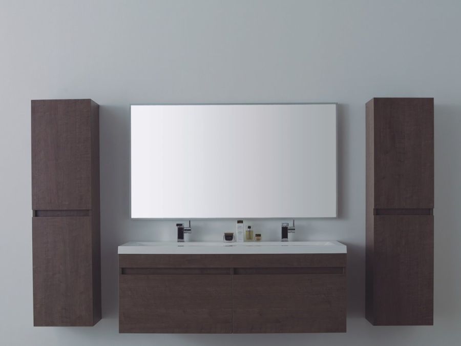 Έπιπλο Μπάνιου ECO-144 Βάση-Νιπτήρας 144 εκ. Χρώμα Μελαμίνης Walnut (Καρυδιά)  FT21.144.002W 