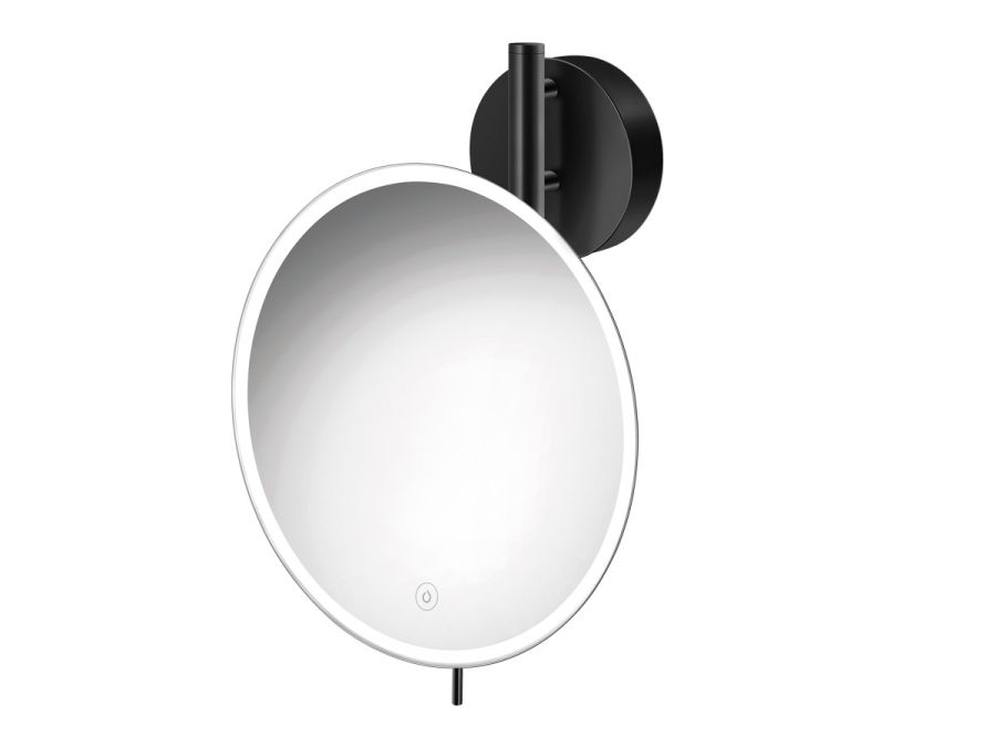 Καθρέπτης Μεγεθυντικός Led 5w IP44 Επιτοίχιος Ø25 εκ. Μεγέθυνση x5 Black Mat Sanco Mirrors MRLED-764-M116