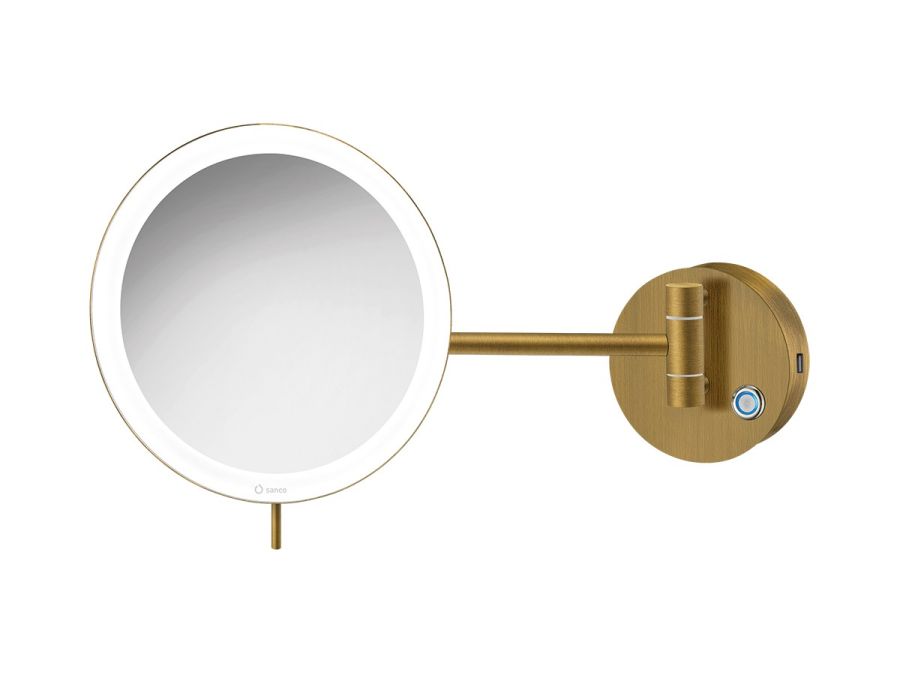 Καθρέπτης Μεγεθυντικός Μπαταρίας Επιτοίχιος Ø20cm IP44 2,5w Led Μεγέθυνση x3 Sanco Bronze Mat MRLED-905-M25