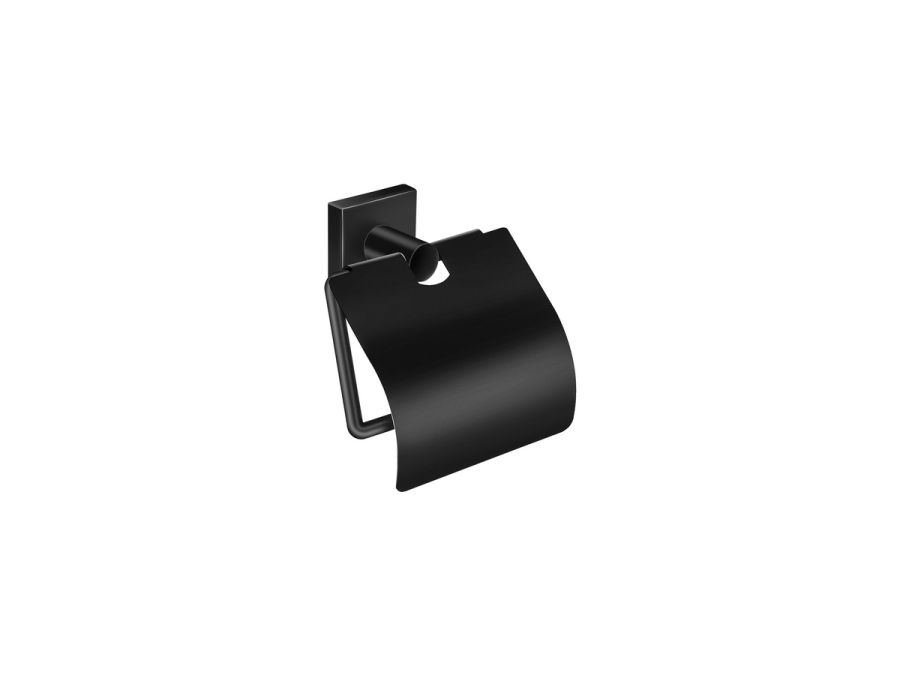 Sanco Iconic Toilet Roll Holder with cover Μαύρο ματ 26717-Μ116