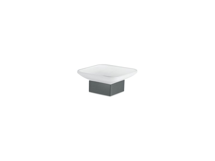Sanco Bathroom Set Επικαθήμενη Σαπουνοθήκη Ανθρακί ανάγλυφο 90255-Μ118