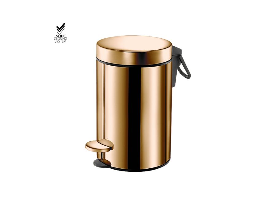 Sanco Waste Bins Χαρτοδοχείο 3 lt Soft Close (AISI 304) PVD θερμό μπρονζέ γυαλιστερό 90603-PVD-01PL