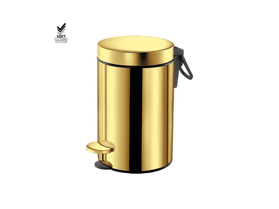 Sanco Waste Bins Χαρτοδοχείο 3 lt Soft Close (AISI 304) PVD χρυσό ορείχαλκο γυαλιστερό 90603-PVD-02PL