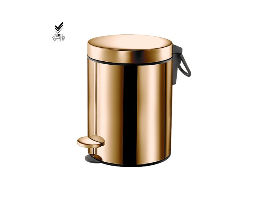 Sanco Waste Bins Χαρτοδοχείο 5 lt Soft Close (AISI 304) PVD θερμό μπρονζέ γυαλιστερό 90605-PVD-01PL