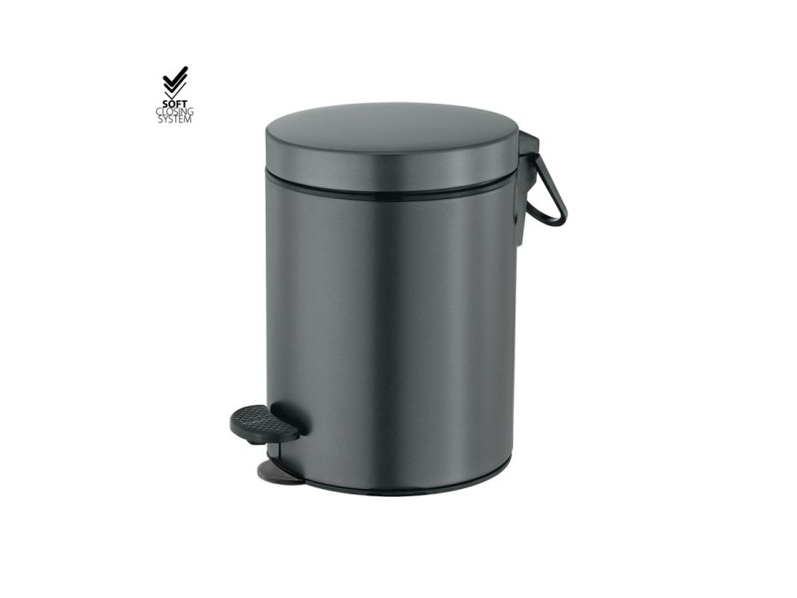 Sanco Waste Bins Χαρτοδοχείο 5lt Soft Closing System Ανθρακί ανάγλυφο 90680-Μ118