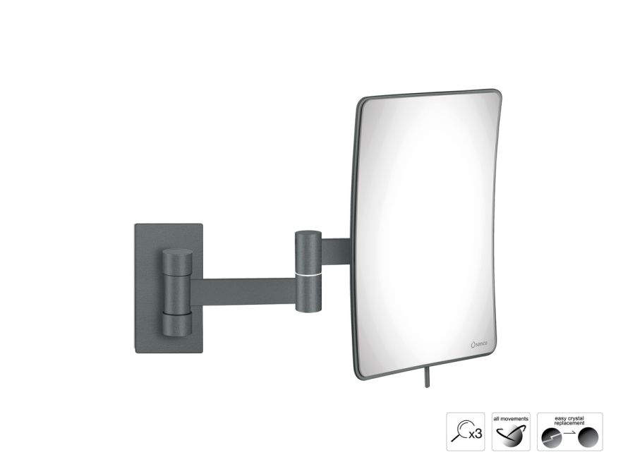 Sanco Cosmetic mirrors Μεγεθυντικός καθρέπτης x3 (Διπλό βραχίονα) Ανθρακί ανάγλυφο MR-301-Μ118