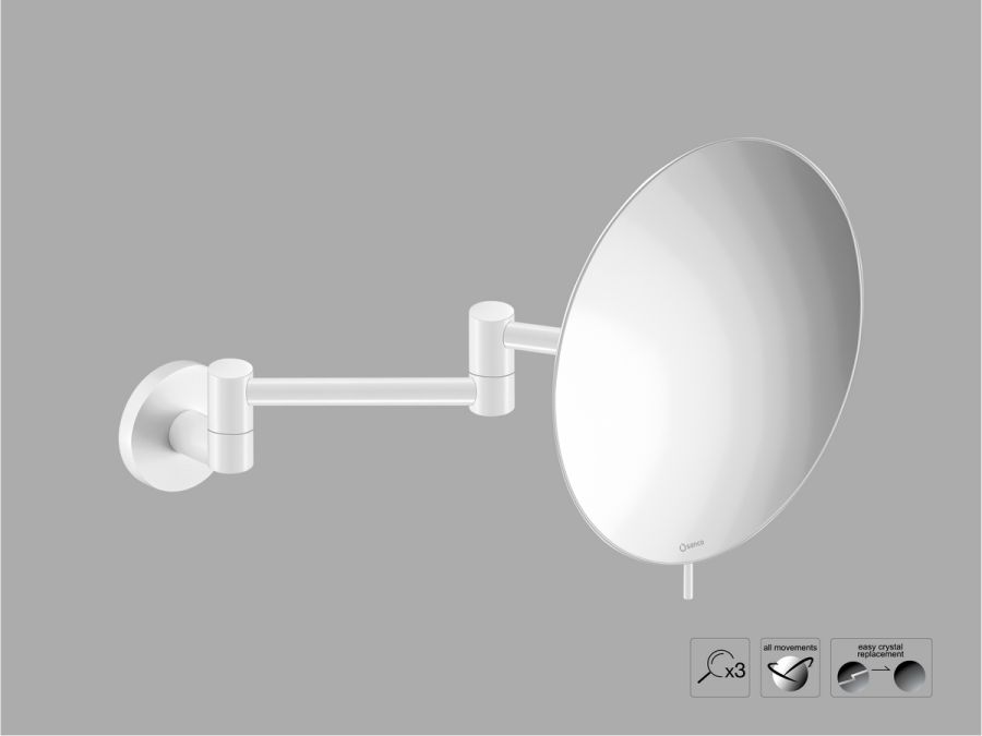 Sanco Cosmetic mirrors Μεγεθυντικός καθρέπτης x3 (Διπλό βραχίονα) Λευκό ματ MR-701-Μ101