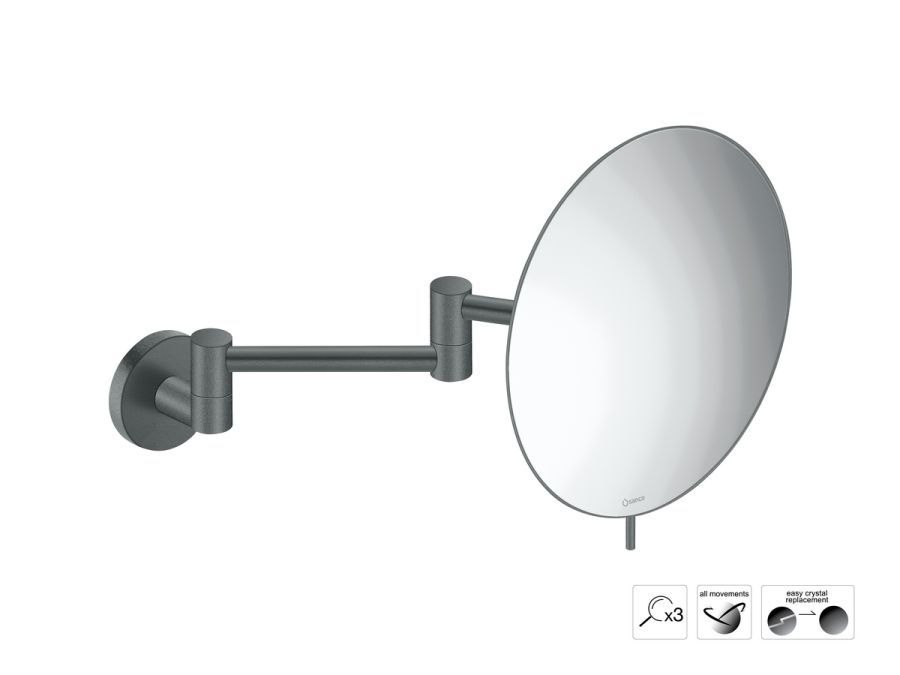 Sanco Cosmetic mirrors Μεγεθυντικός καθρέπτης x3 (Διπλό βραχίονα) Ανθρακί ανάγλυφο MR-701-Μ118