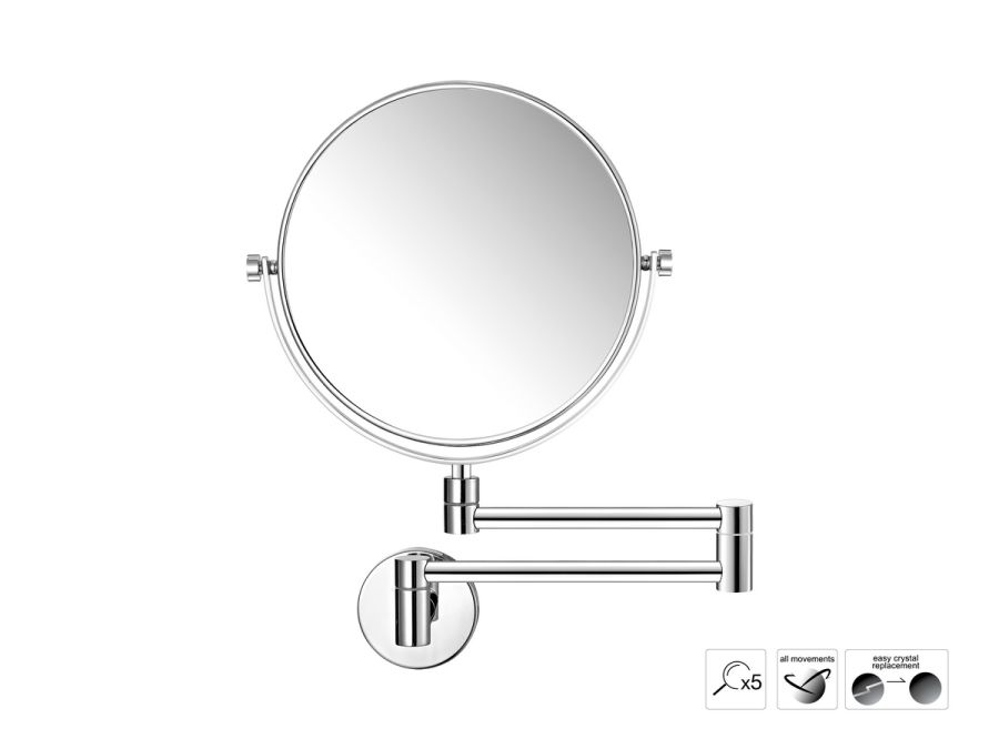 Sanco Cosmetic mirrors Μεγεθυντικός καθρέπτης 2 όψεων x5 (Διπλό βραχίονα) Χρώμιο MR-801-Α03