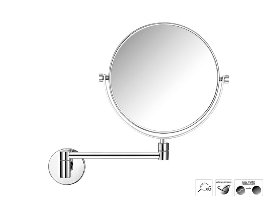 Sanco Cosmetic mirrors Μεγεθυντικός καθρέπτης 2 όψεων x5 Χρώμιο MR-811-Α03