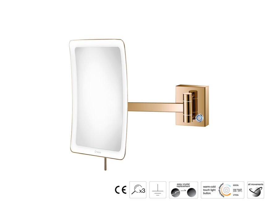 Sanco LED Cosmetic mirrors Μεγεθυντικός καθρέπτης x3 με LED PVD θερμό μπρονζέ γυαλιστερό MRLED-305-PVD-01PL