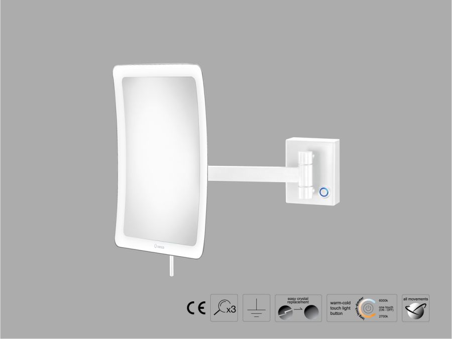 Sanco LED Cosmetic mirrors Μεγεθυντικός καθρέπτης x3 με LED Λευκό ματ MRLED-305-Μ101