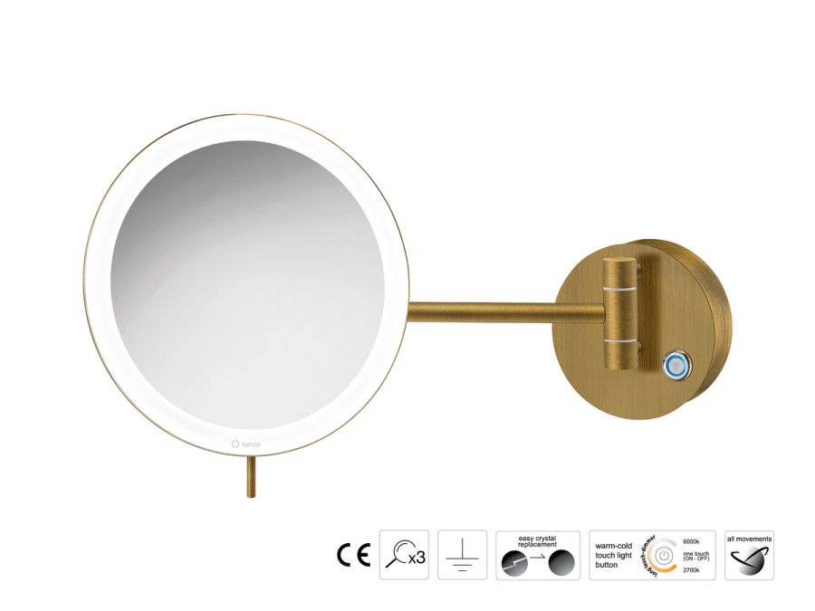 Sanco LED Cosmetic mirrors Μεγεθυντικός καθρέπτης x3 με LED Μπρονζέ ματ MRLED-705-Μ25