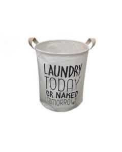 Κάδος Απλύτων με κορδόνι  "Laundry" 40*60 εκ. Υφασμάτινος Λευκό -Μαύρα Γράμματα Etoile UK263  