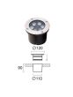 Φωτιστικό Χωνευτό Δαπέδου IP65/67 D120xH90mm Led 6w 3200K 600lm Viokef  Lotus 4186900