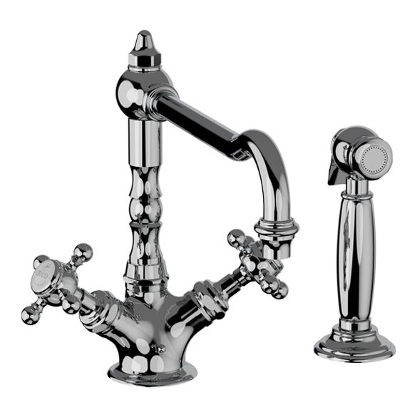 Horus Julia Victoria Julia Victoria Classic Collection - Mono Kitchen Mixer, with Deck Side Handspray / No Waste - Matt Nickel 01.123-NM