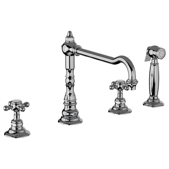 Horus Julia Victoria Julia Victoria Classic Collection - 3-hole Kitchen Mixer with Deck Side Handspray / No Waste - Chrome 01.124-CH