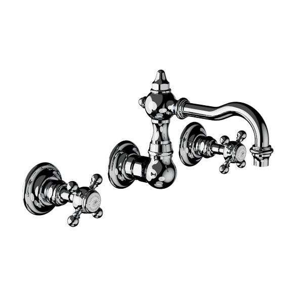 Horus Julia Victoria Julia Victoria Classic Collection - Wall Mounted 3 Hole Basin Set for Splashback - Matt Nickel 01.272-NM