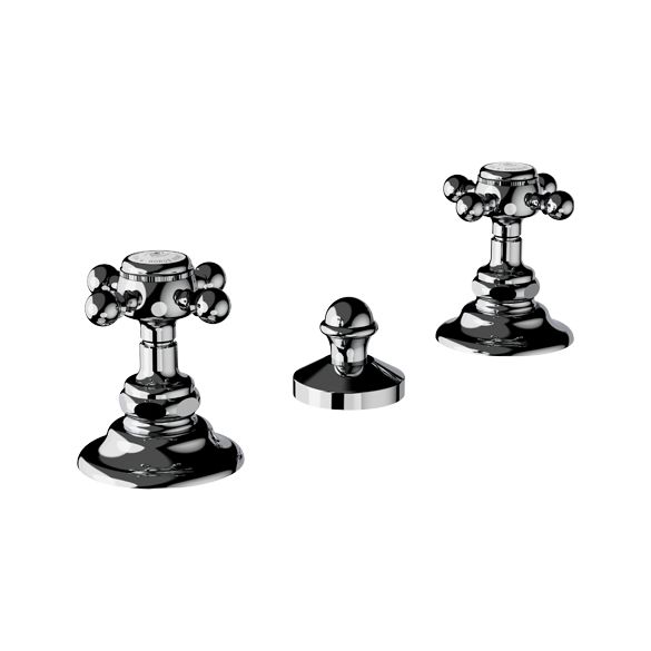Horus Julia Victoria Julia Victoria Classic Collection - 3 Hole Bidet Set, Spray and Rim Fill Valves with Automatic Pop-up Waste - Polished Nickel 01.358-NB