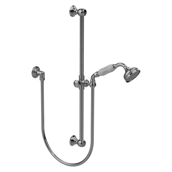 Horus Anthea Classic Collection - Wall Shower Set with Rail, Flexible Hose and Handspray - Polished Nickel 06.532-NB