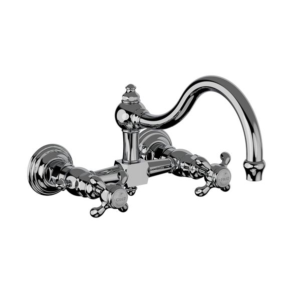 Horus Montmartre Classic Collection - 2 Hole Wall Mounted Kitchen Mixer / No Waste - Polished Nickel 07.102-NB