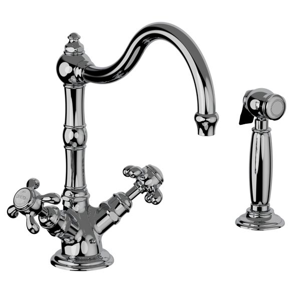 Horus Montmartre Classic Collection - Mono Kitchen Mixer with Deck Side Handspray / No Waste - Chrome 07.123-CH