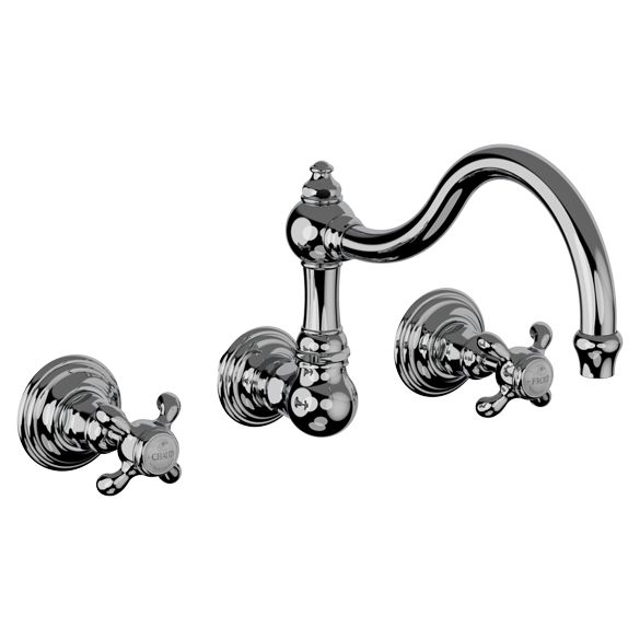 Horus Montmartre Classic Collection - Concealed 3 Hole Wall Mounted Kitchen Mixer / No Waste - Chrome 07.164-CH