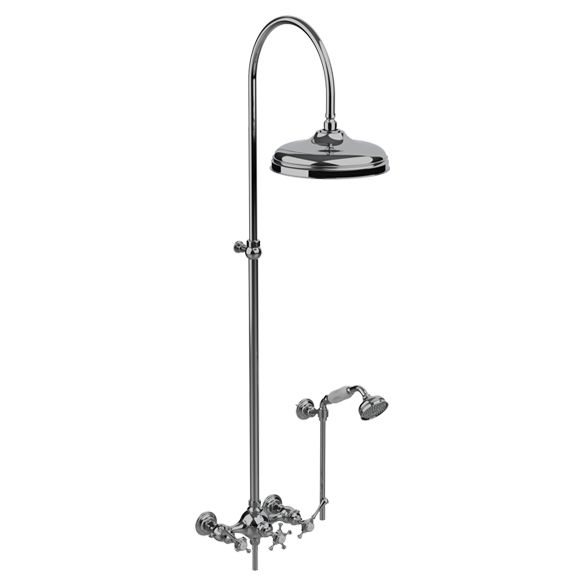 Horus Anthea Classic Collection - Complete Wall Shower Mixer Centers 175 ± 30 Mm, Showerhead Ø 220 Mm - Polished Nickel 10.544-NB