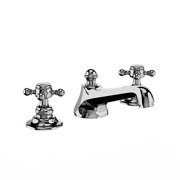 Horus Ascott Classic Collection - 3 Hole Basin Set Small Spout with Pop-up Waste, Flexible Hoses - Matt Nickel 20.260-NM