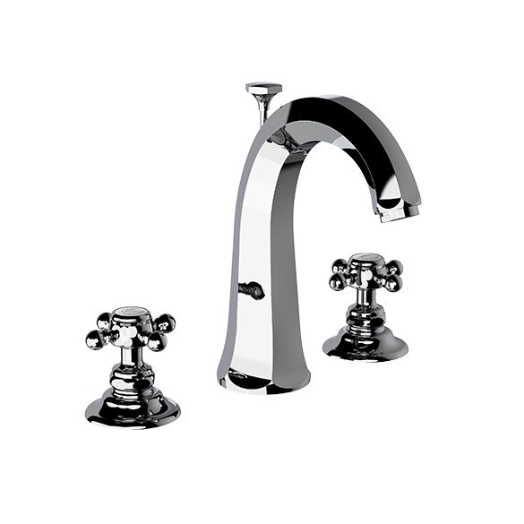 Horus Ascott Classic Collection - 3 Hole Basin Set High Spout with Pop-up Waste, Flexible Hoses - Polished Nickel 20.261-NB