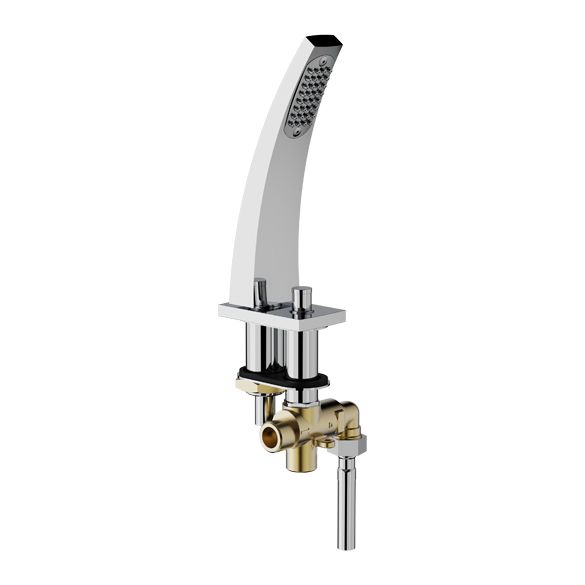 Horus Nouvelle Vague “part of Contemporary Collection - Deck Mounted Pull up Handset with Diverter & Flexible - Satin Brass 40.777-LS