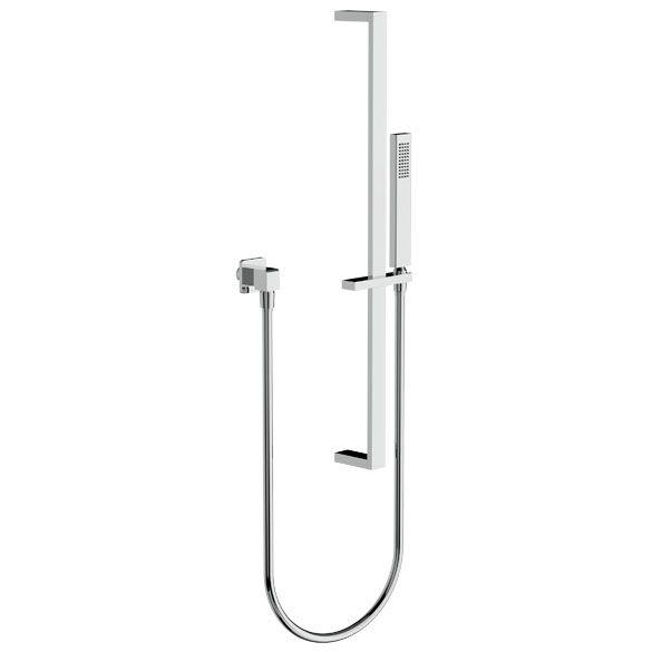 Horus Echo Equinox316 Collection - Wall Union Mounted Shower Set with Sliding Wall Bar, Design Flexible Hose on Swivel Nut and Solidbrass Handshower - Matt Black 43.532-NO