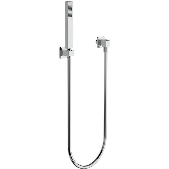 Horus Echo Equinox316 Collection - Wall Union Shower Set with Solidbrass Handshower, Wall Hook, Design Flexible Hose on Swivel Nut - Satin Brass 43.590-LS
