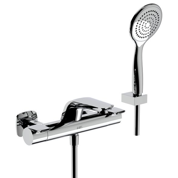 Horus Naja Contemporary Collection - Complete Exposed Thermostatic Wall Bath-shower Mixer - Chrome 48.714-CH