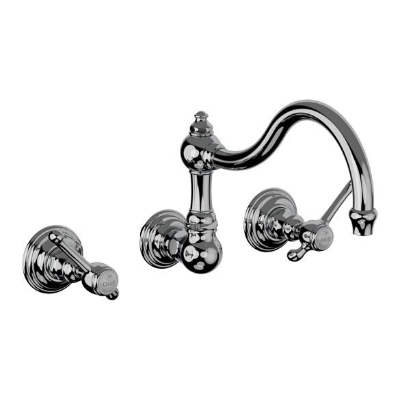 Horus Montmartre Classic Collection - Concealed 3 Hole Wall Mounted Kitchen Mixer / No Waste - Polished Nickel 50.164-NB