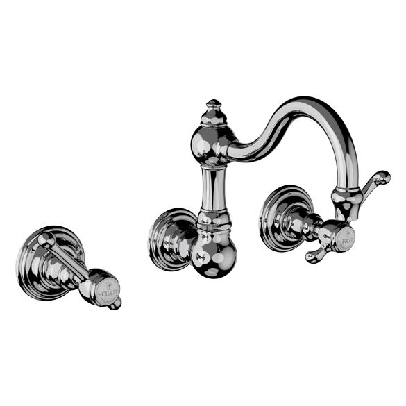 Horus Montmartre Classic Collection - Wall Mounted 3 Hole Basin Set for Splashback Basin with Waste, No Plug - Polished Nickel 50.272-NB