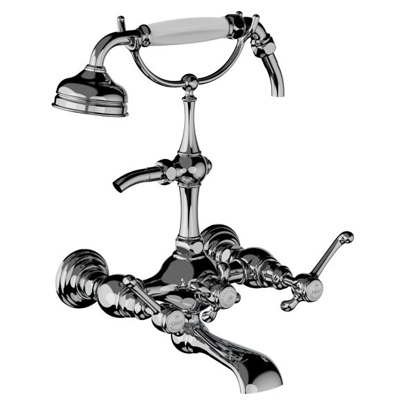 Horus Montmartre Classic Collection - Complete Wall Bath / Shower Mixer / Height Cradle - Polished Nickel 50.434-NB