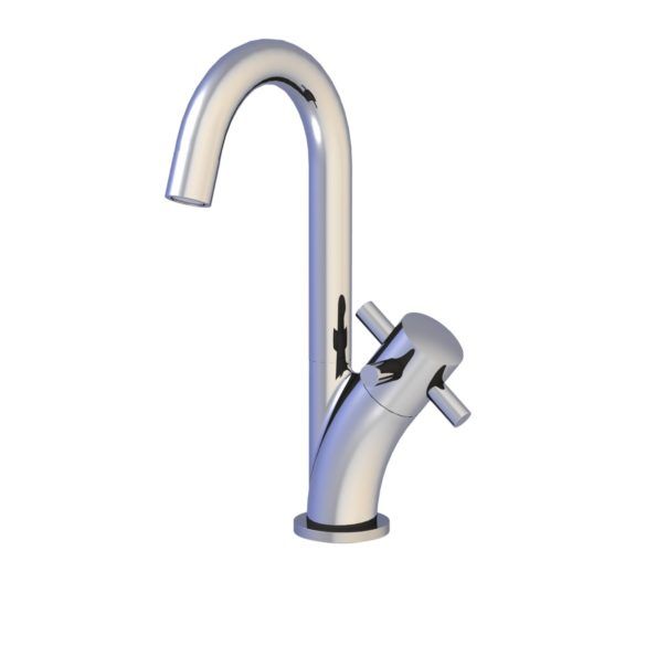 Horus Lave-mains Fleur - Flamme Contemporary Collection - Handbasin Mixer or Handbasin Tap with Progressive Cartridge and Metal Handle - Chrome 60.732-CH