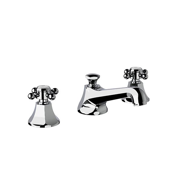 Horus Ascott Classic Collection - 3 Hole Basin Set Small Spout with Pop-up Waste, Flexible Hoses - Polished Nickel 62.260-NB