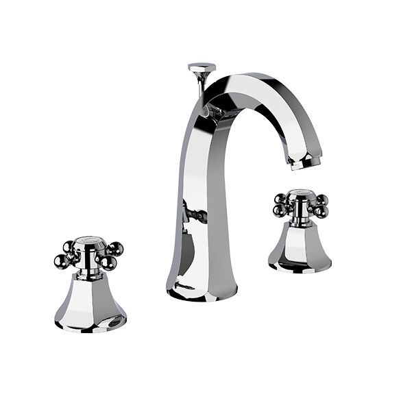 Horus Ascott Classic Collection - 3 Hole Basin Set High Spout with Pop-up Waste, Flexible Hoses. - Polished Nickel 62.261-NB