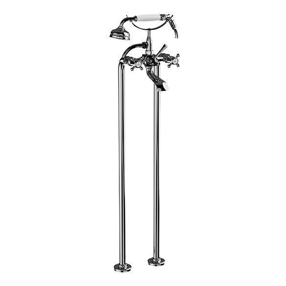 Horus Ascott Classic Collection - Complete Mixer + Pipes for Free Standing Bath - Polished Nickel 62.498-NB