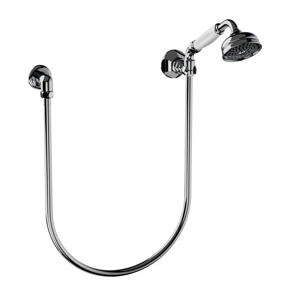 Horus Ascott Classic Collection - Wall Shower Set with Wall Hook, Flexible Hose and Handspray - Polished Nickel 62.589-NB