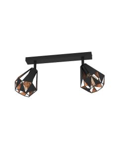 Eglo Carlton Διπλό Σποτ με Ντουί E27 σε Μαύρο Χρώμα 43716