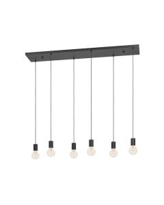 Eglo Κρεμαστό Πολύφωτο Ράγα για 6 Λαμπτήρες E27 Μαύρο 390268