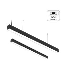 InLight Κρεμαστό φωτιστικό LED 30W 3CCT By Switch από αλουμίνιο σε μαύρη απόχρωση D:90cm 6072-90-BL