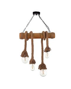 InLight Κρεμαστό φωτιστικό από καφέ σχοινί και μπαμπού 4XE27 D:60cm 5307-4