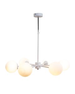 InLight Κρεμαστό φωτιστικό από λευκό μέταλλο και λευκή οπαλίνα 6XG9 D:70cm 5012-6