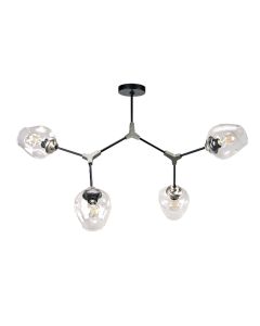 InLight Κρεμαστό φωτιστικό από μαύρο μέταλλο και διάφανο γυαλί 4XE27 D:120cm 6129-4-ΝΜ